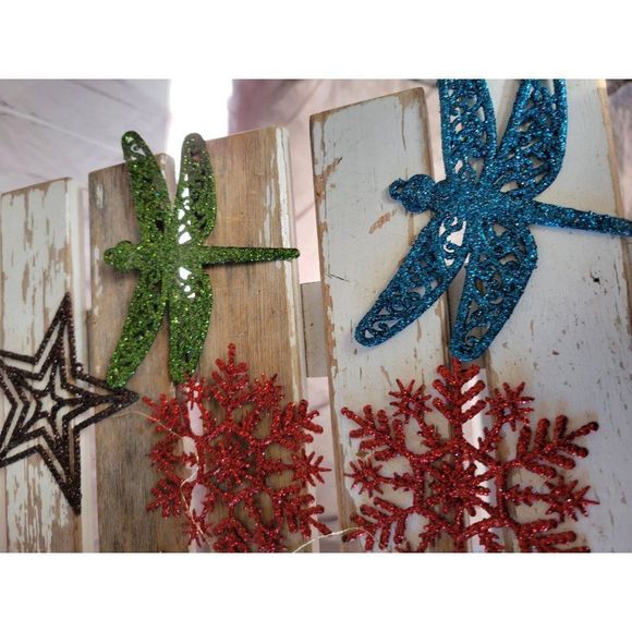 Glitter snowflake dragonfly Peace tree bird dove ornament xmas holiday tree - Picture 2 of 7
